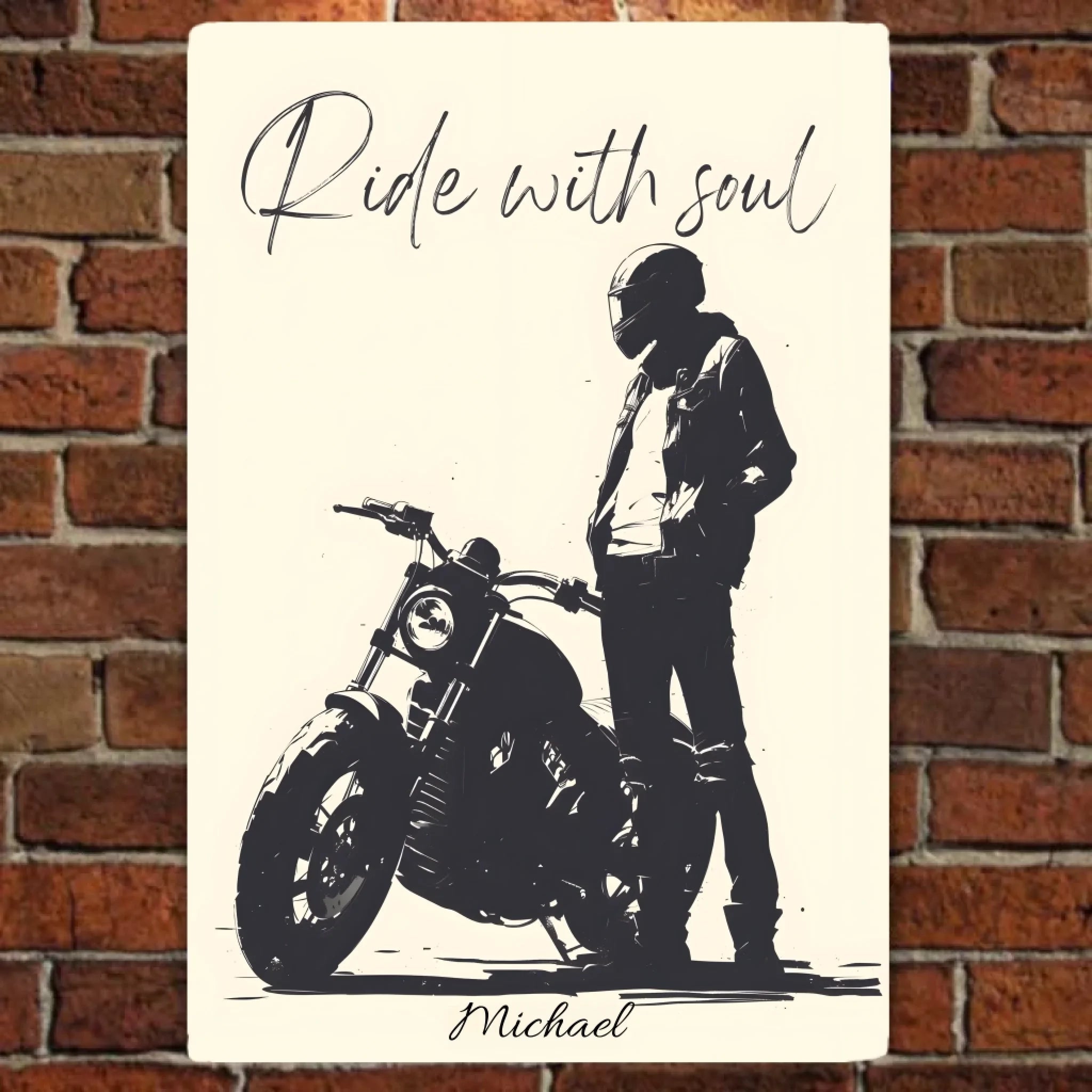 Ride With Soul - Personalised Metal Sign For Biker With Your Name 741158 - 741185 - DiyGiftly