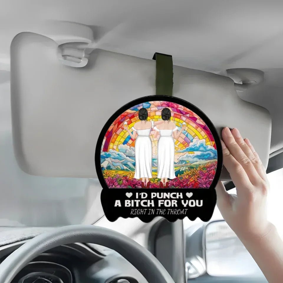 Right In The Throat Besties Sisters - Personalized Custom Car Visor Clip 752026 - DiyGiftly