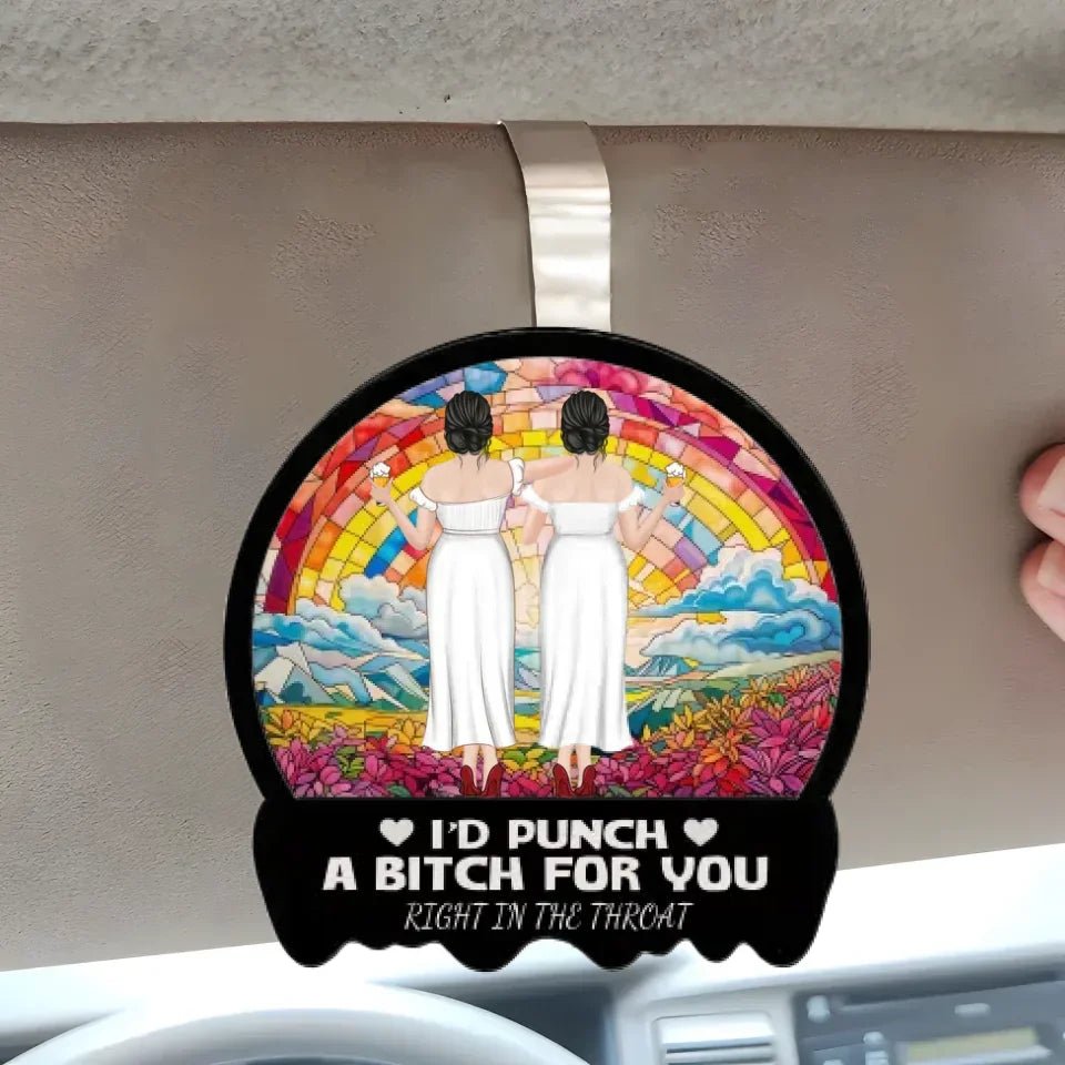 Right In The Throat Besties Sisters - Personalized Custom Car Visor Clip 752026 - DiyGiftly