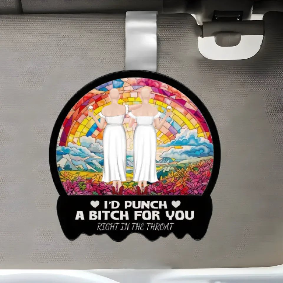 Right In The Throat Besties Sisters - Personalized Custom Car Visor Clip 752026 - DiyGiftly