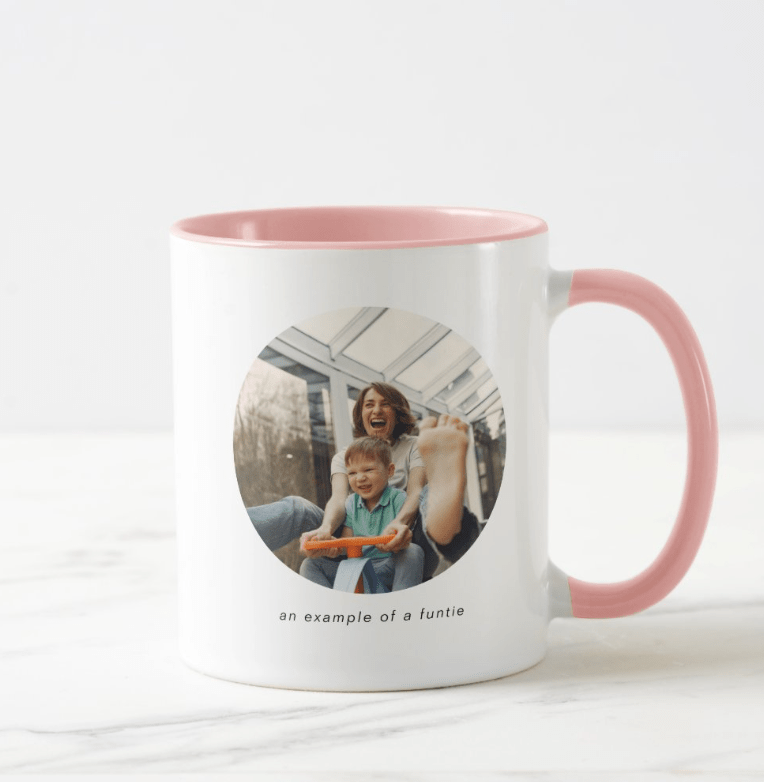 RILEY Modern Cute “Funtie” Definition Photo Mug – Personalized Coffee or Tea Cup for Aunt, Custom Name and Picture, Unique Gift for Birthday, Christmas 89392128 - DiyGiftly