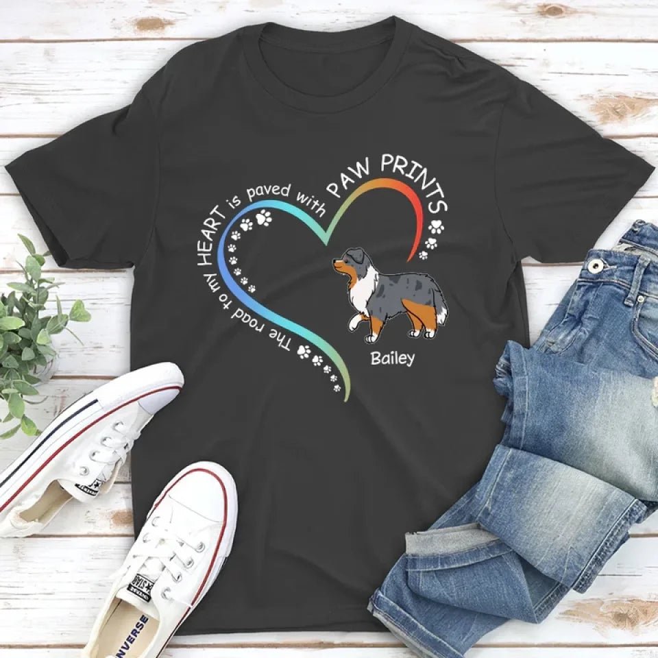 Road To Heart Walking Dog - Personalized Custom Unisex T-shirt 662922 - DiyGiftly