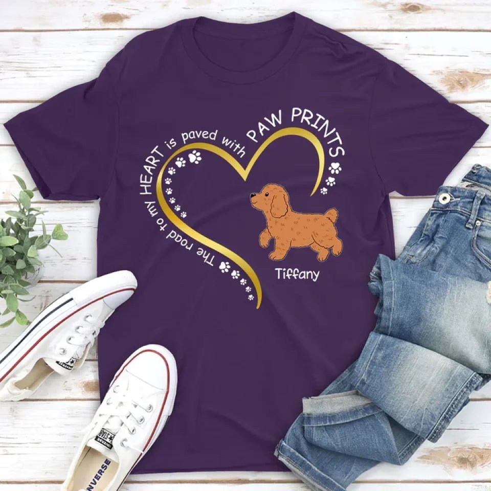 Road To Heart Walking Dog - Personalized Custom Unisex T-shirt 662922 - DiyGiftly