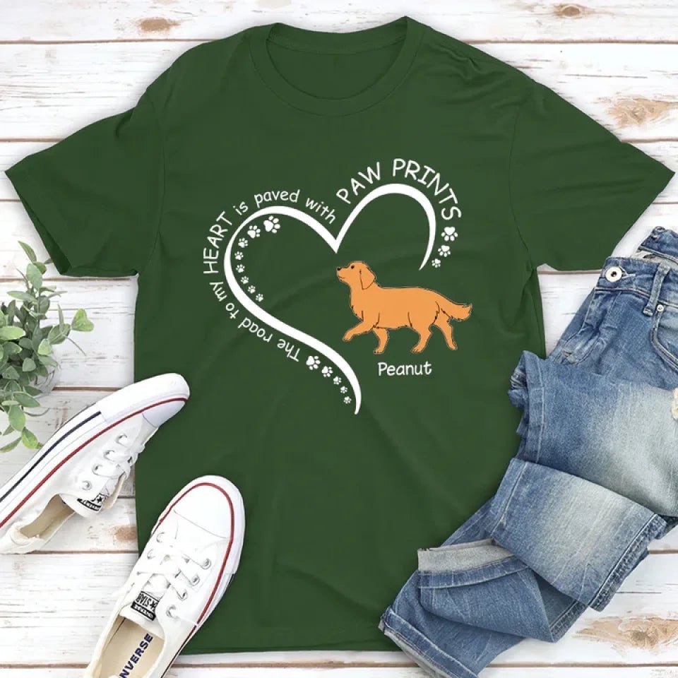 Road To Heart Walking Dog - Personalized Custom Unisex T-shirt 662922 - DiyGiftly
