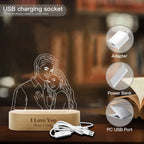 Romantic Custom 3D Photo Lamp Glass Night Light Handmade Drawing Minimalist Line Art Picture Engraving Illusion Light Up Sign Plaque with Wood Stand, Anniversary Valentines Birthday Gift 750518 - 750555 - DiyGiftly