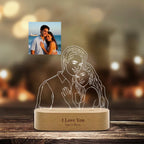 Romantic Custom 3D Photo Lamp Glass Night Light Handmade Drawing Minimalist Line Art Picture Engraving Illusion Light Up Sign Plaque with Wood Stand, Anniversary Valentines Birthday Gift 750518 - 750555 - DiyGiftly