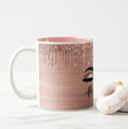 Rose Gold Glitter Sparkle Eyelashes Monogram Name Two - Tone Coffee Mug – Personalized Makeup Artist or Lash Tech Cup, Custom Name Coffee or Tea Cup, Unique Birthday, Christmas, or Salon Gift 80335360 - DiyGiftly