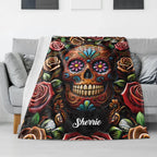 Roses And Skull - Personalized Skull Blanket 748407 - DiyGiftly