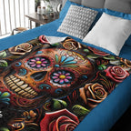 Roses And Skull - Personalized Skull Blanket 748407 - DiyGiftly