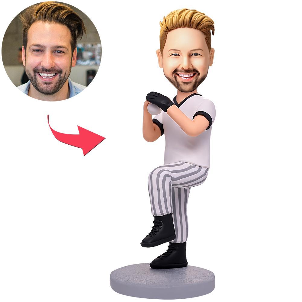custom bobble head capture moment miniature figurine athlete strength speed heart every front view