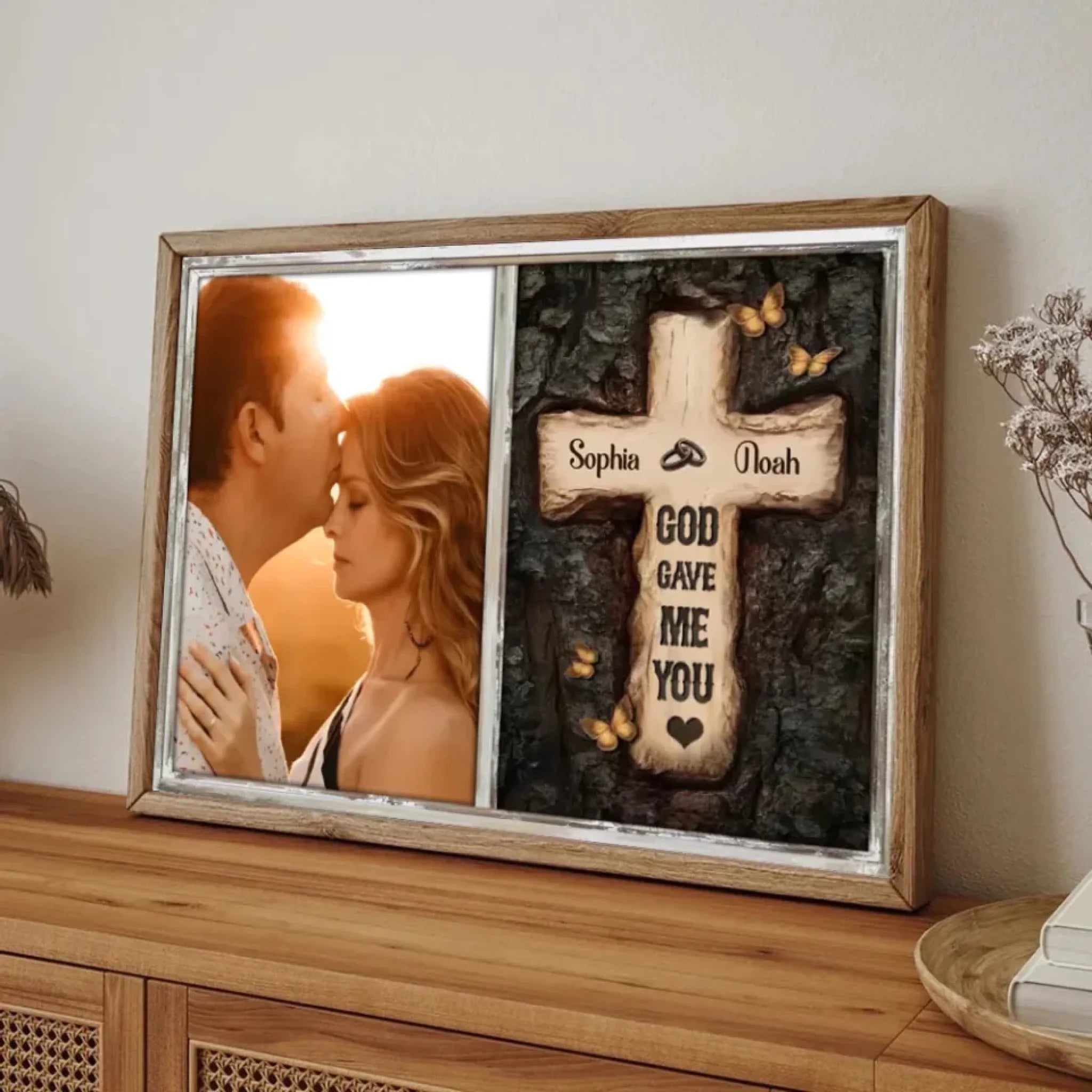 Rustic Cross God Gave Me You Wedding Gifts For Couple Personalized Anniversary Canvas Print 760994 - DiyGiftly