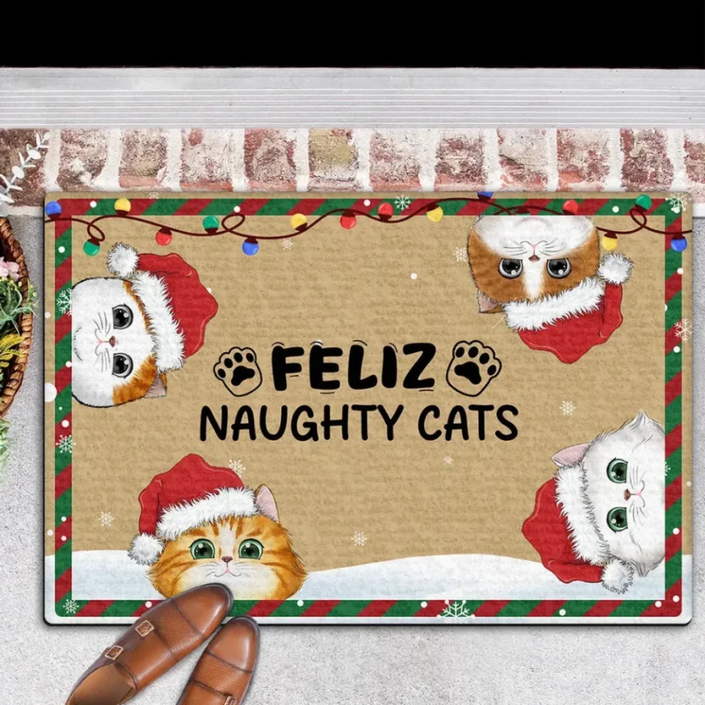 Santa Claws Is Coming To Town - Personalized Custom Doormat 692372 - DiyGiftly