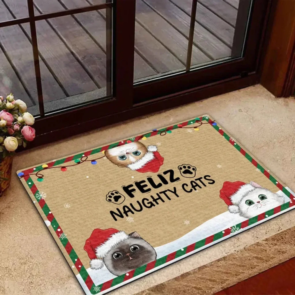 Santa Claws Is Coming To Town - Personalized Custom Doormat 692372 - DiyGiftly