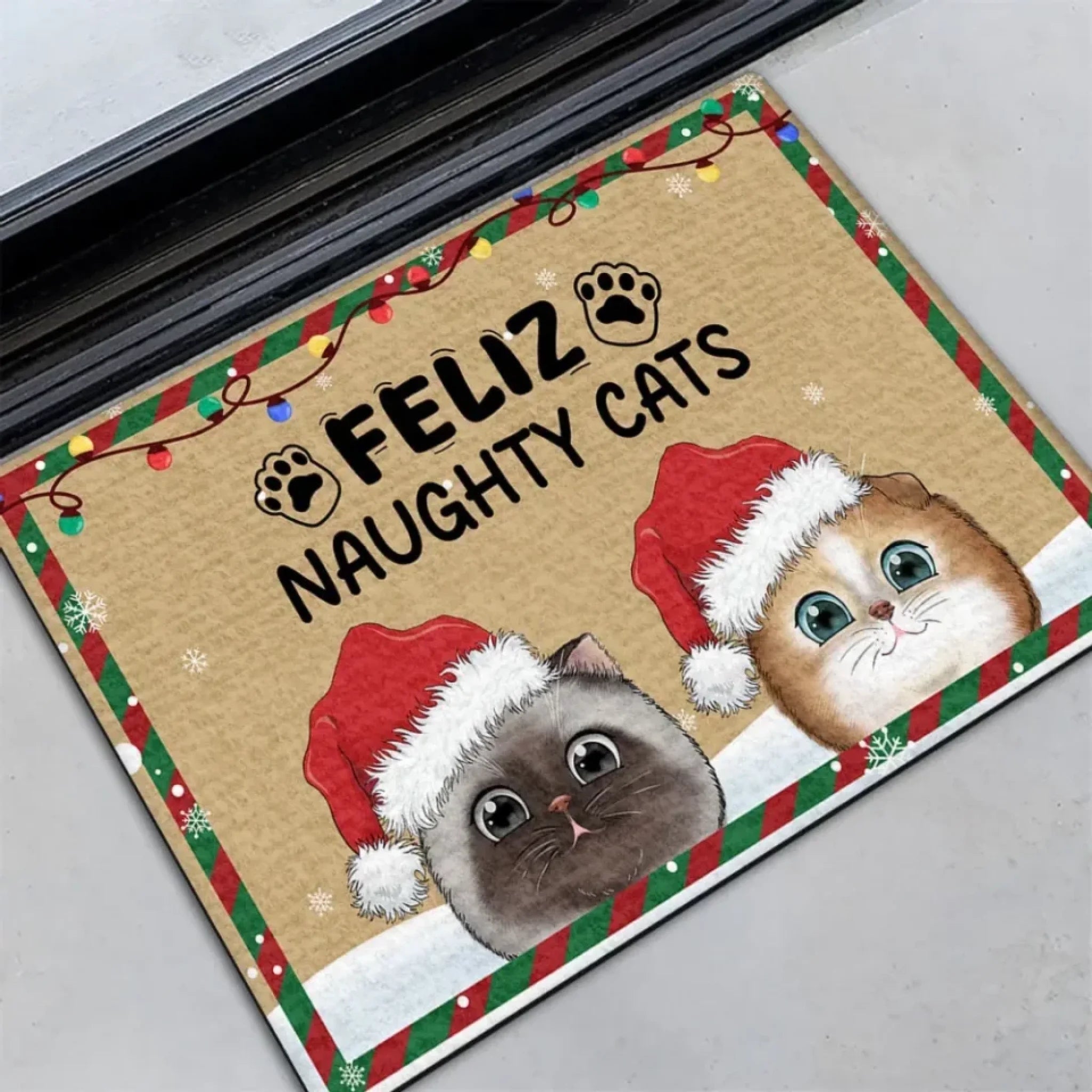 Santa Claws Is Coming To Town - Personalized Custom Doormat 692372 - DiyGiftly