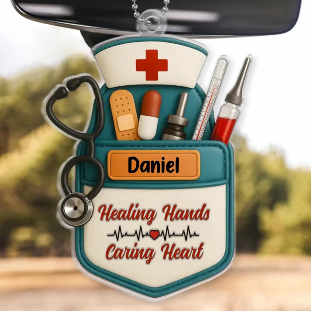 Saving Lives One Heartbeat At A Time Nurse Design Car Ornament - Personalized Acrylic Nurse Ornament - Custom Name Medical Worker Gift - Thank You Appreciation Gift For Nurse, Doctor Car Decor 1134666 - DiyGiftly