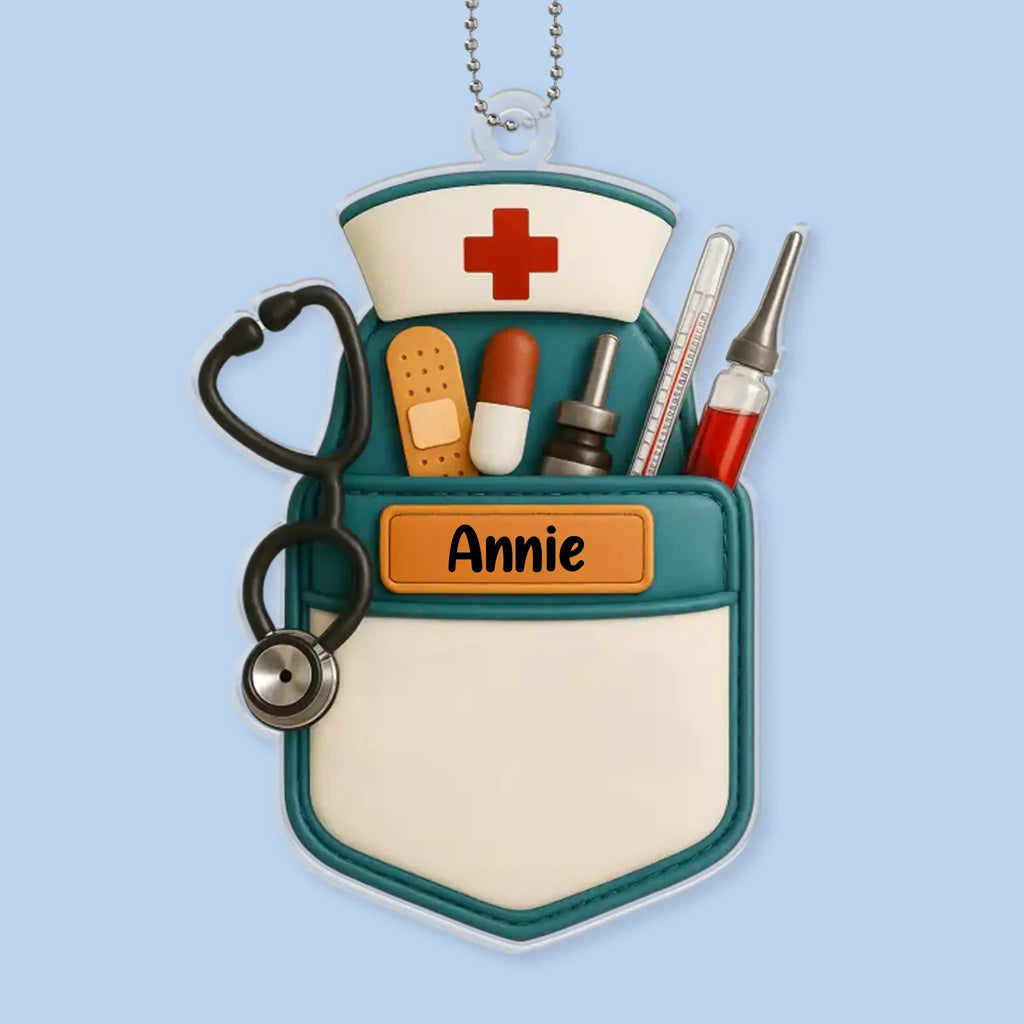 Saving Lives One Heartbeat At A Time Nurse Design Car Ornament - Personalized Acrylic Nurse Ornament - Custom Name Medical Worker Gift - Thank You Appreciation Gift For Nurse, Doctor Car Decor 1134666 - DiyGiftly