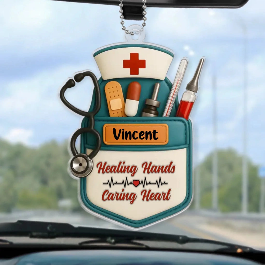 Saving Lives One Heartbeat At A Time Nurse Design Car Ornament - Personalized Acrylic Nurse Ornament - Custom Name Medical Worker Gift - Thank You Appreciation Gift For Nurse, Doctor Car Decor 1134666 - DiyGiftly