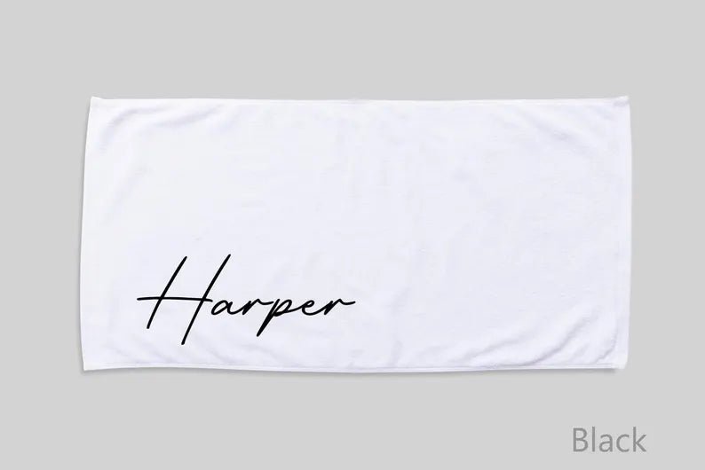 Scripty Signature Style Personalized Beach Towel Personalized Name Pool Towel Beach Towel With Name Outside Birthday Vacation Gift 00217856 - DiyGiftly