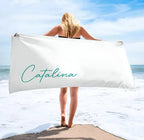 Scripty Signature Style Personalized Beach Towel Personalized Name Pool Towel Beach Towel With Name Outside Birthday Vacation Gift 00217856 - DiyGiftly