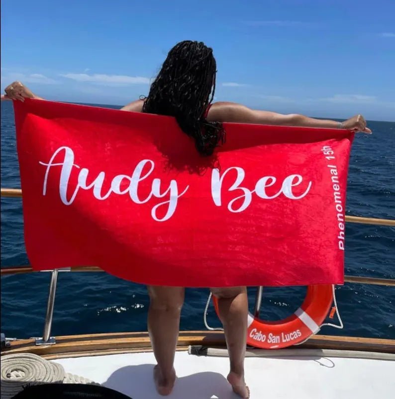 Scripty Style Personalized Beach Towel Personalized Name Bath Towel Custom Pool Towel Beach Towel With Name Outside Birthday Vacation Gift 34987008 - DiyGiftly