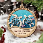Sea Turtles Gift For Couple All Of Me Loves All Of You Personalized 2 - Layered Wooden Ornament 724801 - DiyGiftly
