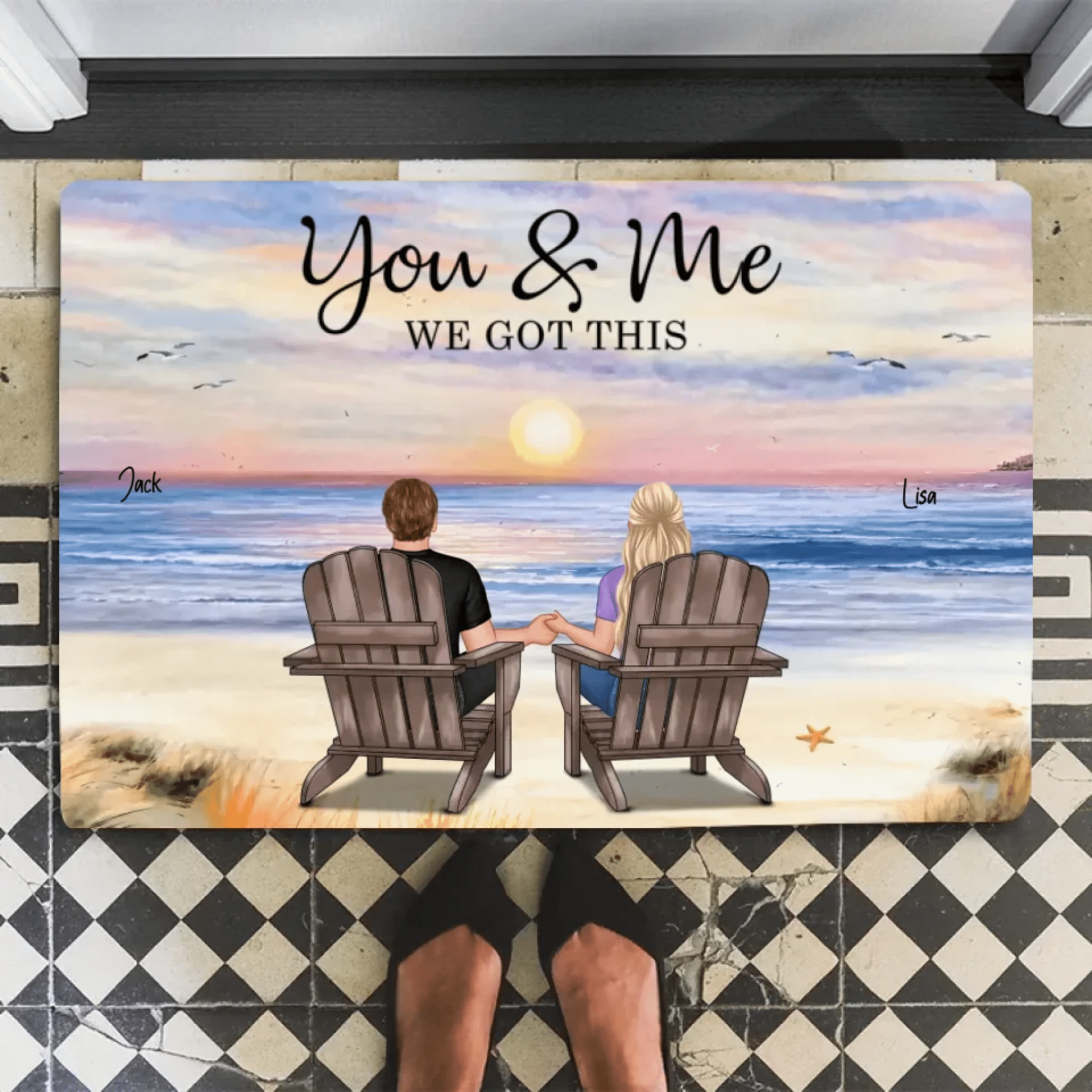 Seaside Memories - Personalized Decorative Mat - Unique Gift for Couple, Husband, Wife, Dad, Mom 700979 - D - DiyGiftly