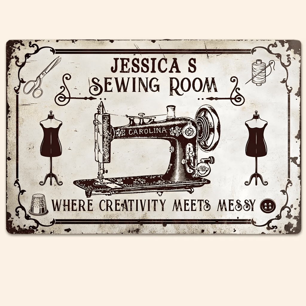 Sewing Personalized Rectangle Metal Sign 748426 - 748427 - DiyGiftly