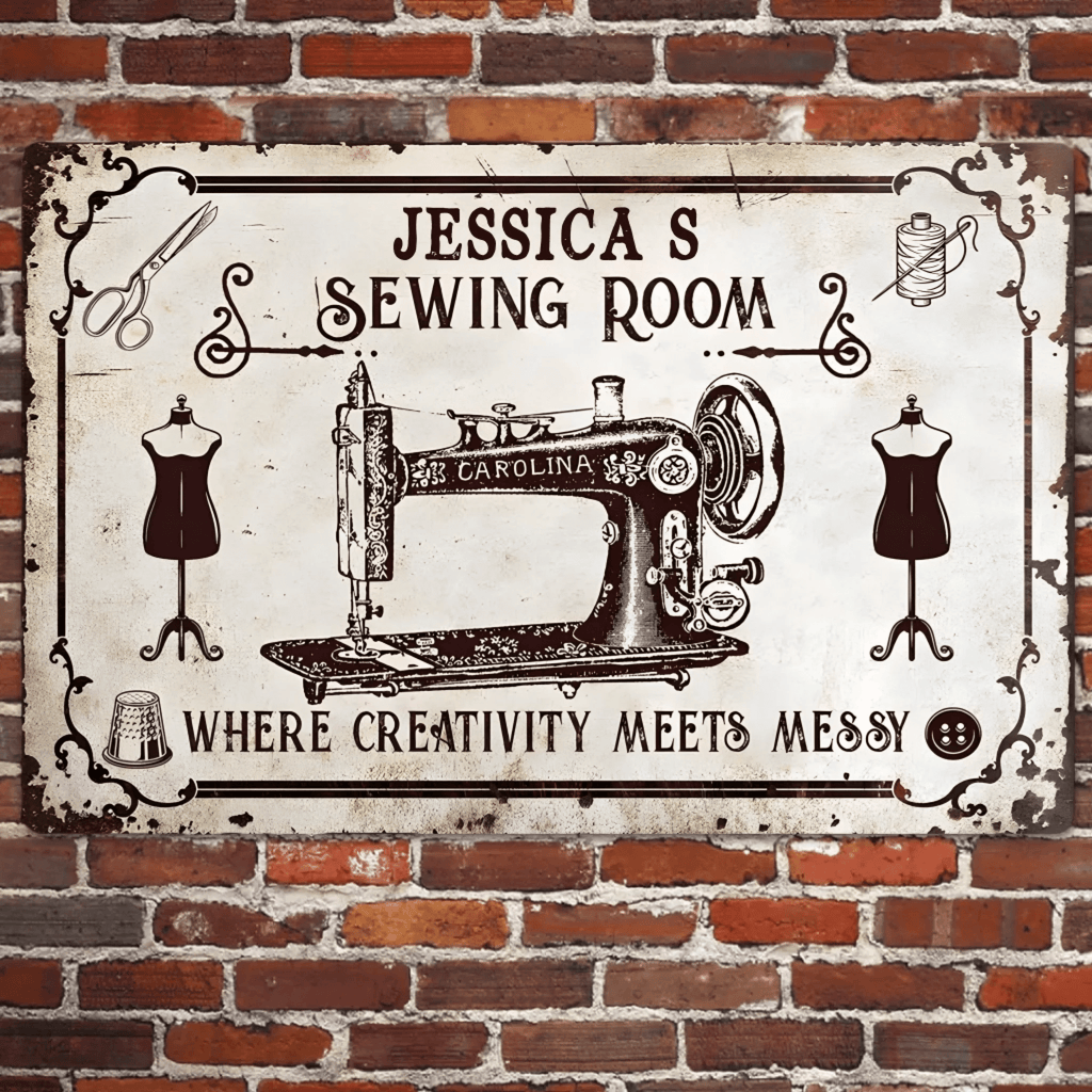 Sewing Personalized Rectangle Metal Sign 748426 - 748427 - DiyGiftly