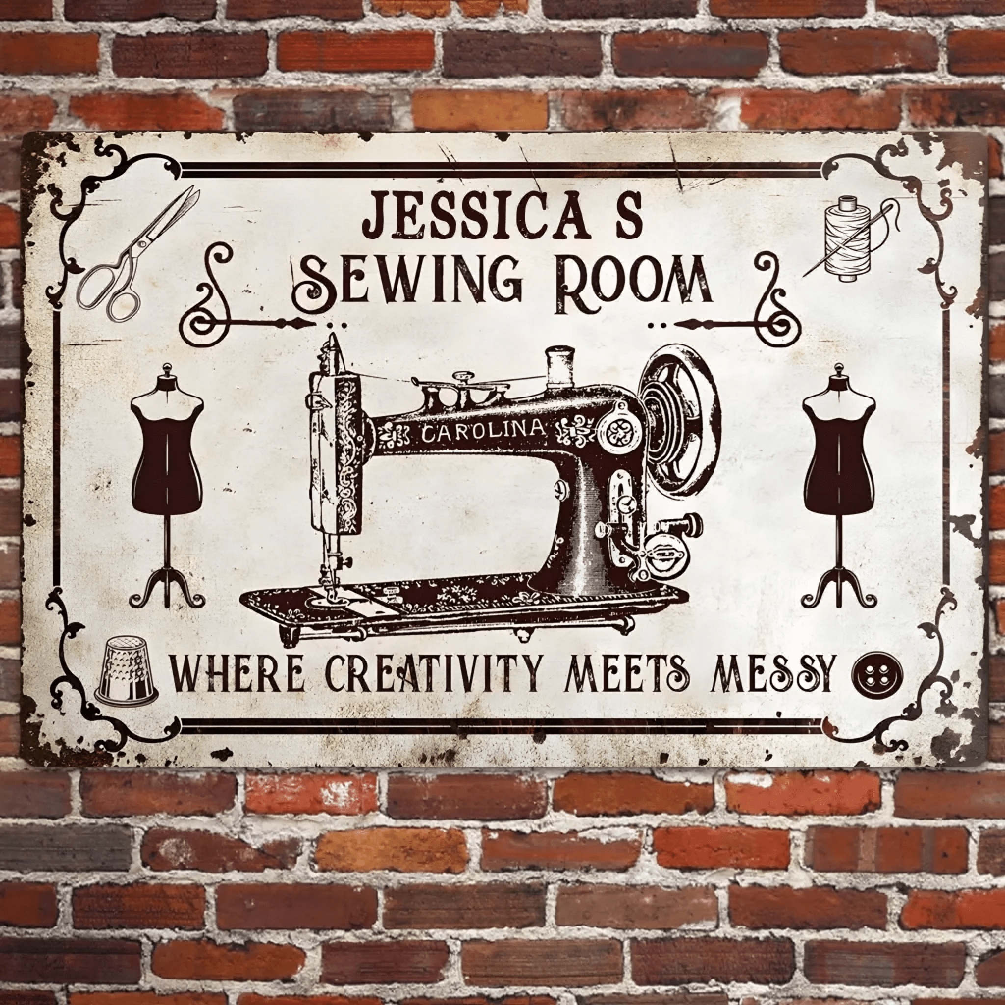 Sewing Personalized Rectangle Metal Sign 748426 - 748427 - DiyGiftly