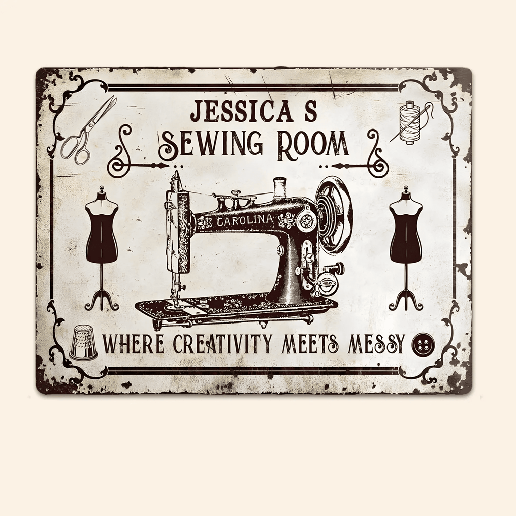 Sewing Personalized Rectangle Metal Sign 748426 - 748427 - DiyGiftly