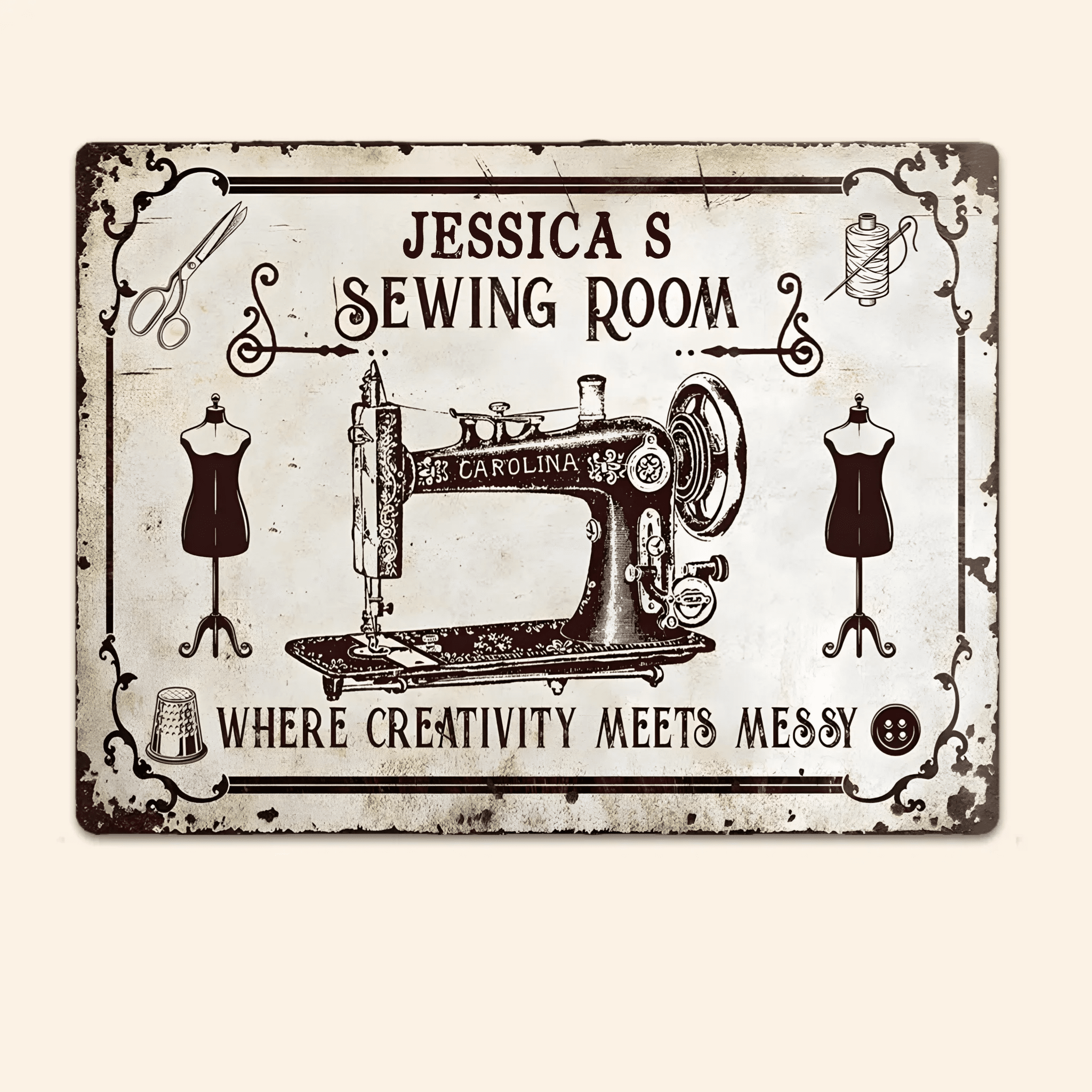 Sewing Personalized Rectangle Metal Sign 748426 - 748427 - DiyGiftly