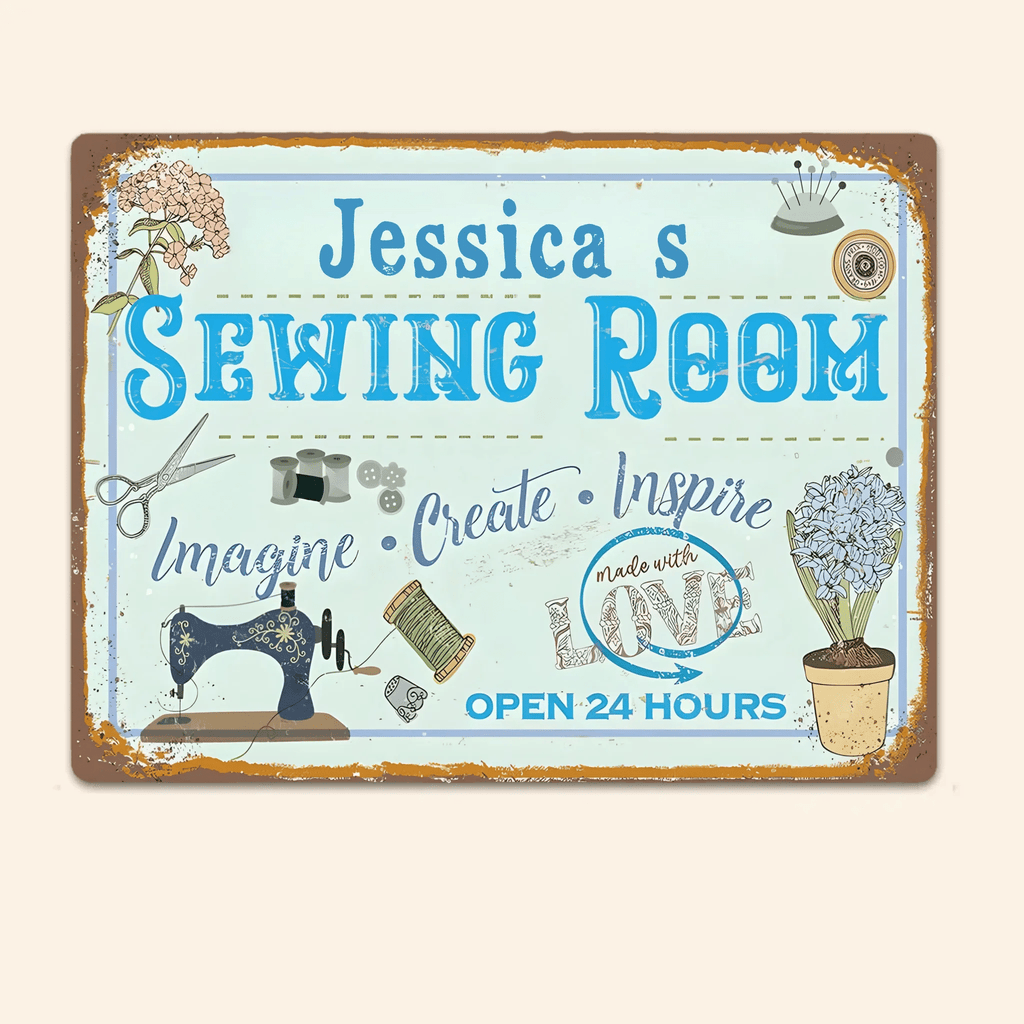 Sewing Room Personalized Rectangle Metal Sign 748413 - 748414 - DiyGiftly