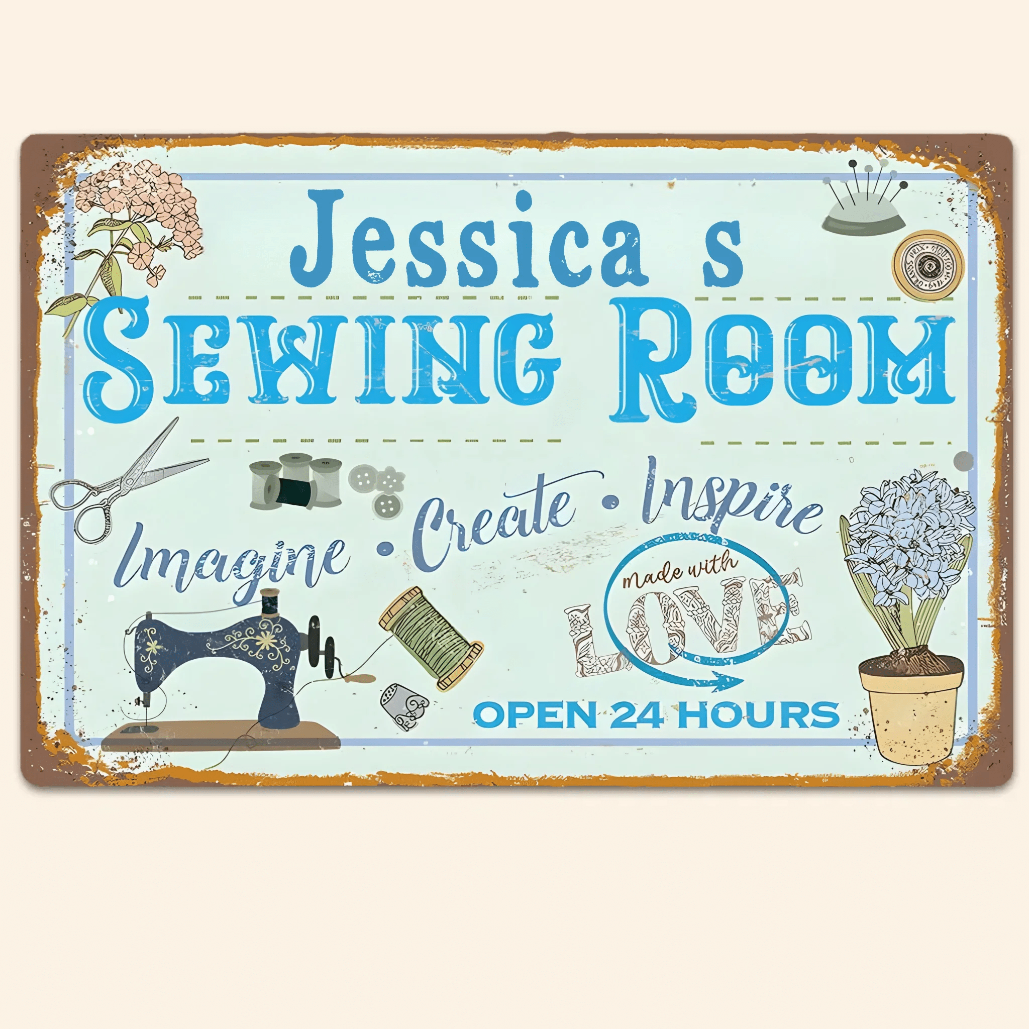 Sewing Room Personalized Rectangle Metal Sign 748413 - 748414 - DiyGiftly