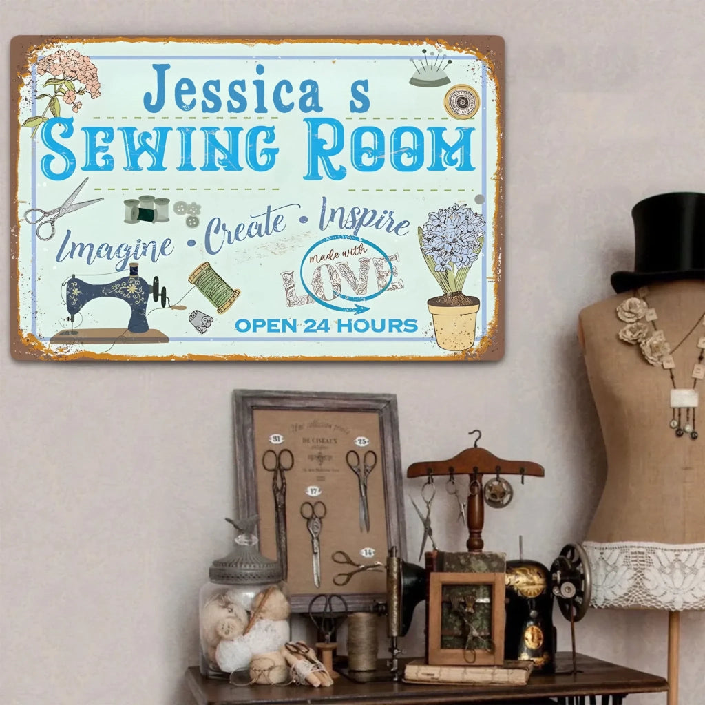 Sewing Room Personalized Rectangle Metal Sign 748413 - 748414 - DiyGiftly