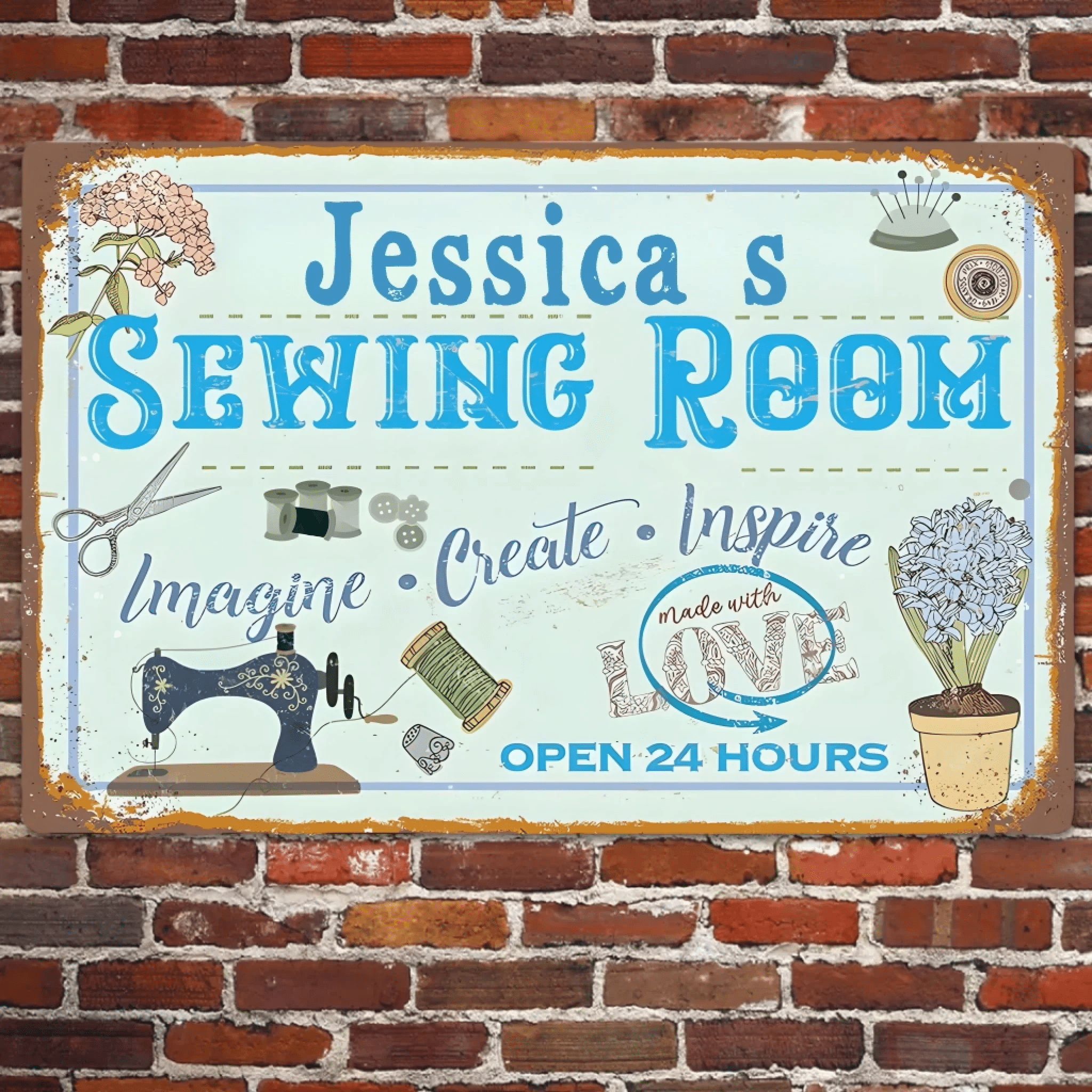 Sewing Room Personalized Rectangle Metal Sign 748413 - 748414 - DiyGiftly