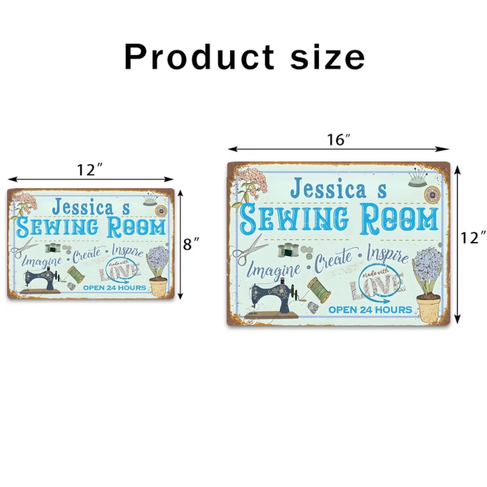 Sewing Room Personalized Rectangle Metal Sign 748413 - 748414 - DiyGiftly