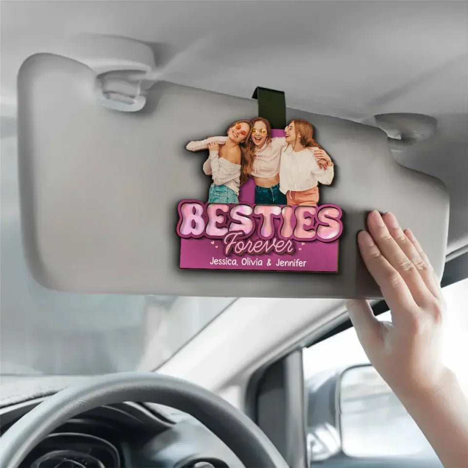 acrylic personalized car visor clip custom photo gift for sister
