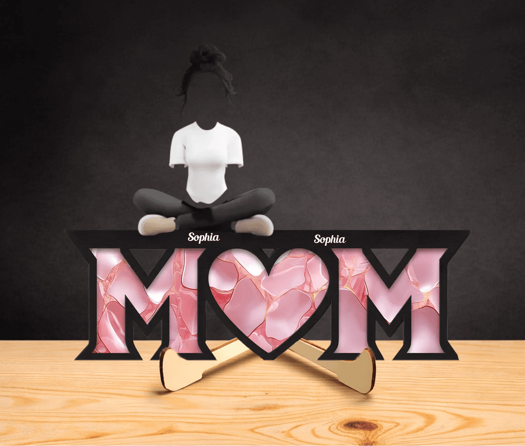 “Side by Side or Miles Apart, Mom & Children Are Always Connected by Heart” – Personalized Mom & Kids Wooden Plaque – Custom Name Family Keepsake Mother’s Day Gift for Wife, Mum, Mom 1151310 - DiyGiftly