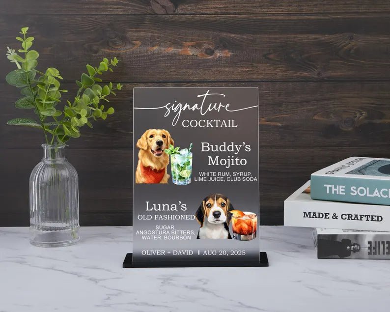 Signature Cocktail Drink Menu, Dog Signature Cocktail Sign, Wedding Bar Sign, Custom Pet Bar Menu Sign, Pet Drink Sign, Acrylic Bar Sign 296384 - DiyGiftly