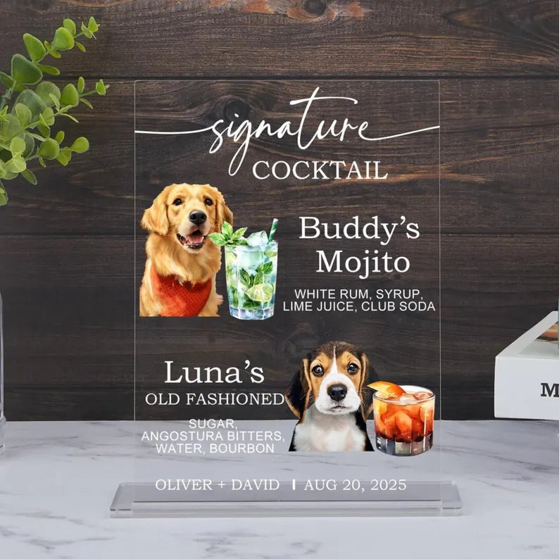 Signature Cocktail Drink Menu, Dog Signature Cocktail Sign, Wedding Bar Sign, Custom Pet Bar Menu Sign, Pet Drink Sign, Acrylic Bar Sign 296384 - DiyGiftly