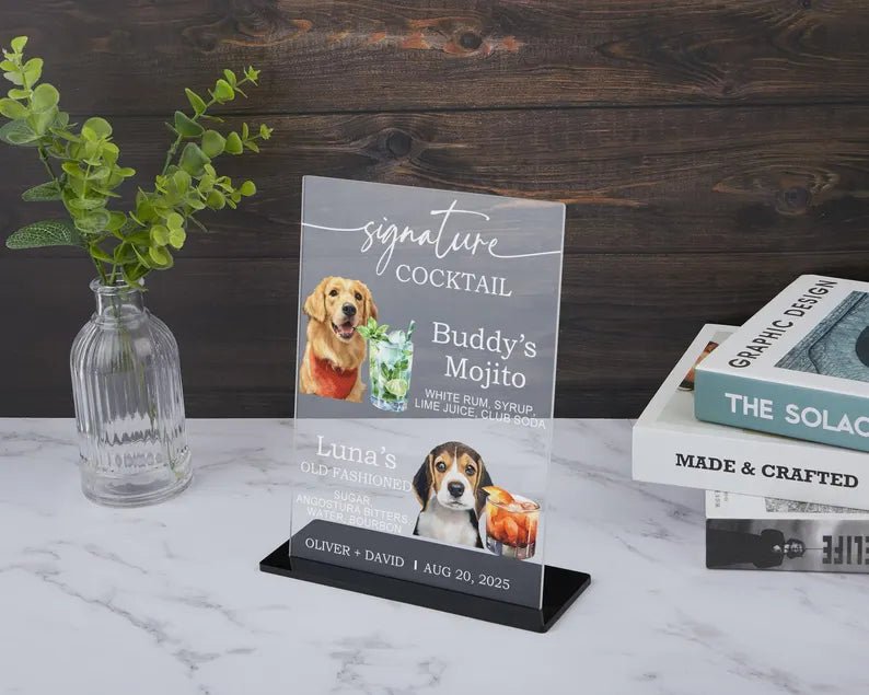 Signature Cocktail Drink Menu, Dog Signature Cocktail Sign, Wedding Bar Sign, Custom Pet Bar Menu Sign, Pet Drink Sign, Acrylic Bar Sign 296384 - DiyGiftly