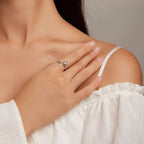 Silver Camellia Open Ring – Romantic Adjustable Promise Ring for Her Valentine’s Day Gift - DiyGiftly