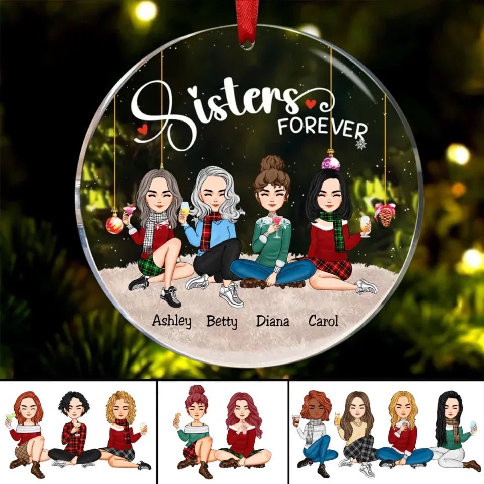 Sisters - Sisters Forever - Personalized Circle Ornament (QH) 677385 - DiyGiftly