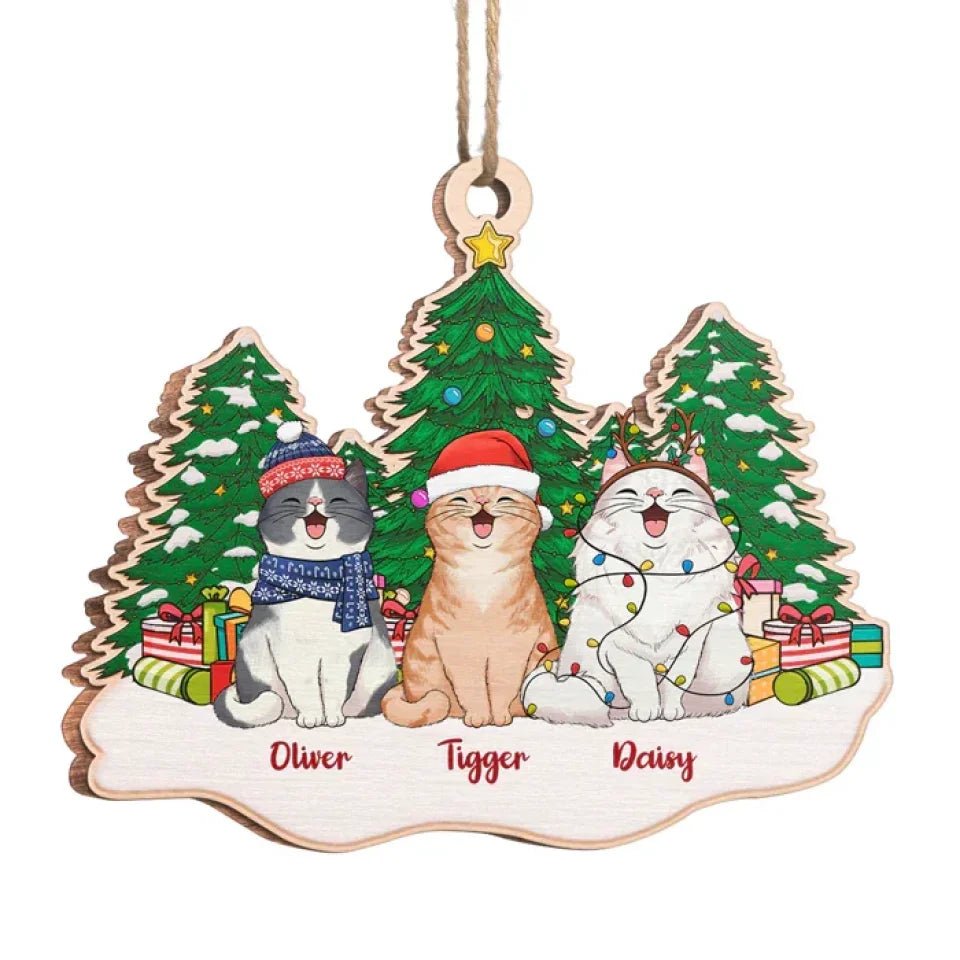 Sitting On Snow Christmas Tree - Dog & Cat Personalized Custom Ornament - Wood Unique Shaped - Christmas Gift For Pet Owners, Pet Lovers 664702 - DiyGiftly
