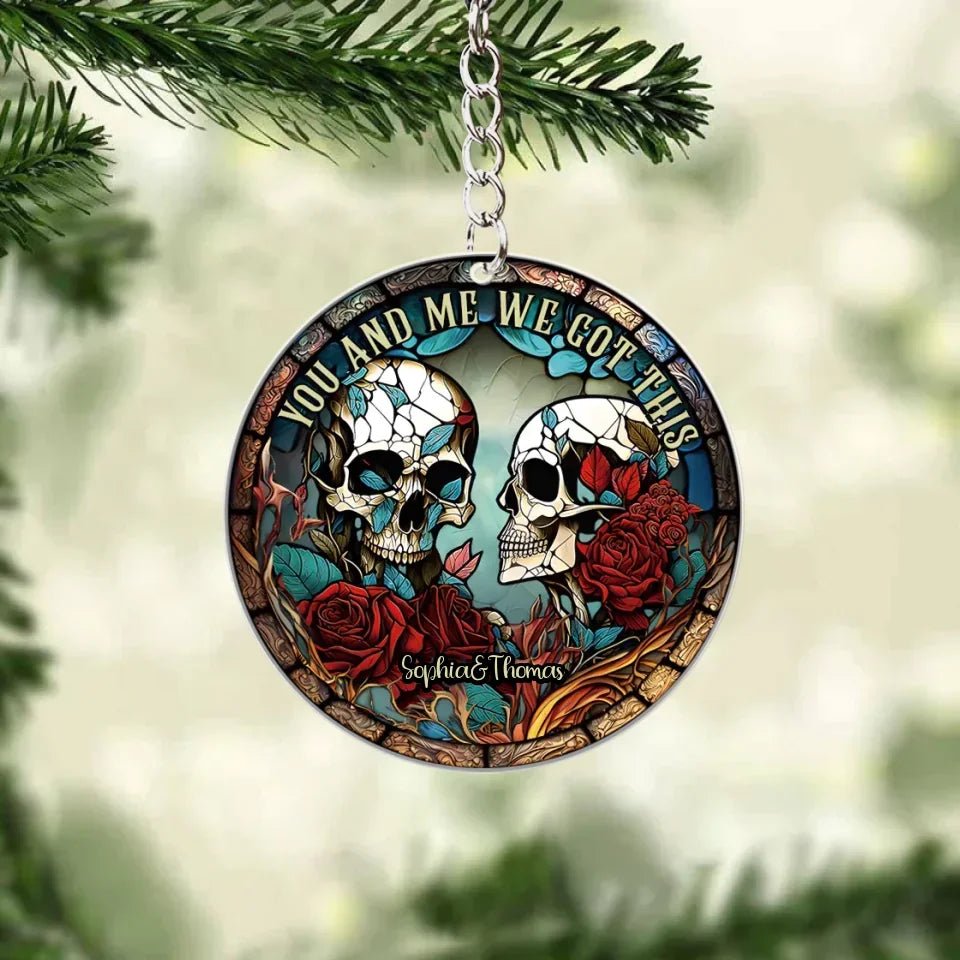 Skull Couple - Personalized Skull Keychain 748619 - DiyGiftly