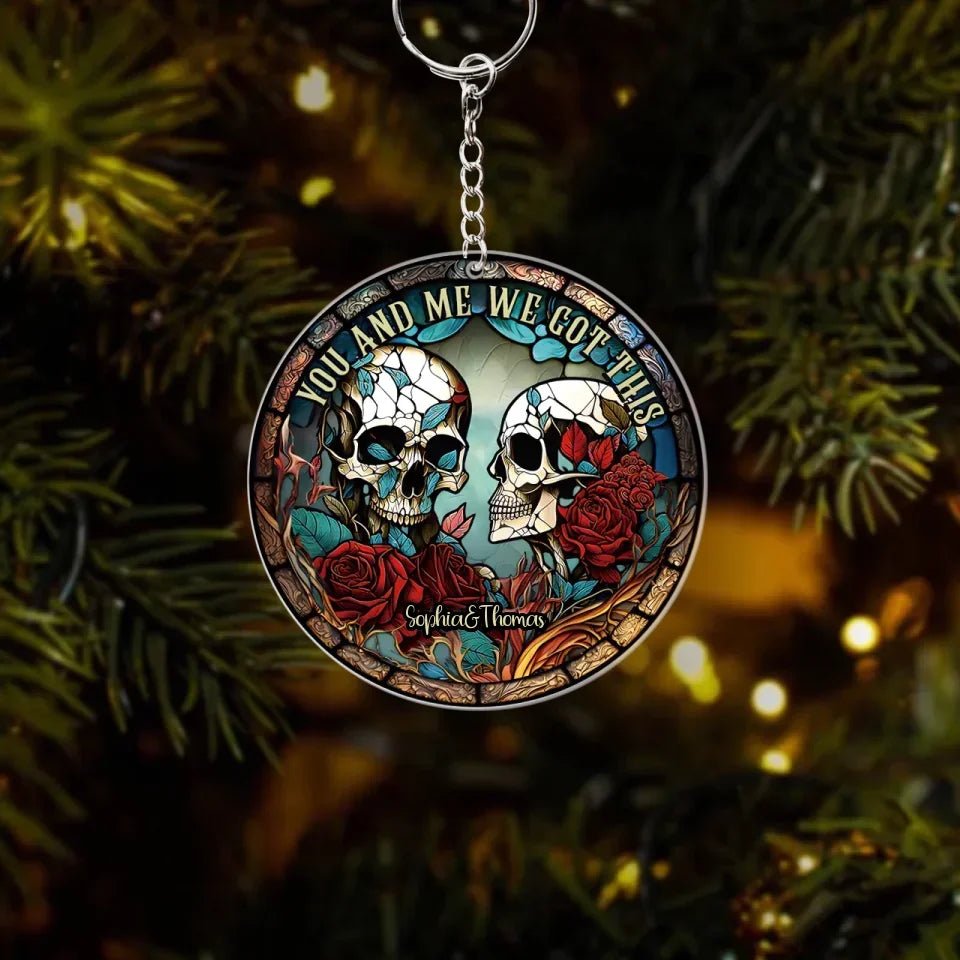 Skull Couple - Personalized Skull Keychain 748619 - DiyGiftly