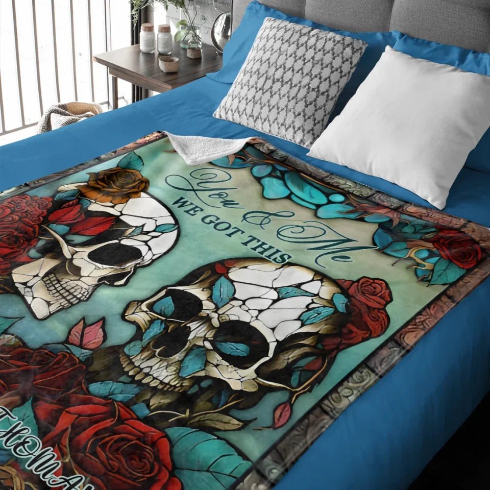 Skull Couple - Skull gift for husband, wife, boyfriend, girlfriend - Personalized Blanket 748394 - DiyGiftly