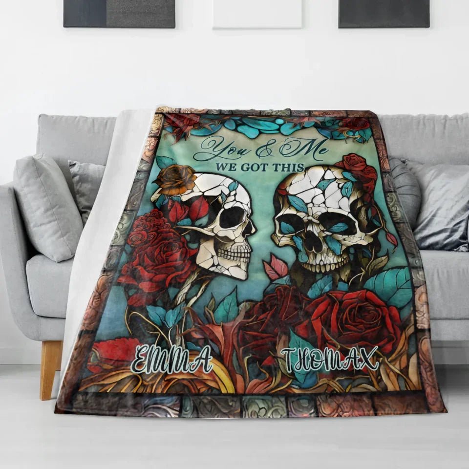 Skull Couple - Skull gift for husband, wife, boyfriend, girlfriend - Personalized Blanket 748394 - DiyGiftly
