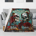 Skull Couple - Skull gift for husband, wife, boyfriend, girlfriend - Personalized Blanket 748394 - DiyGiftly