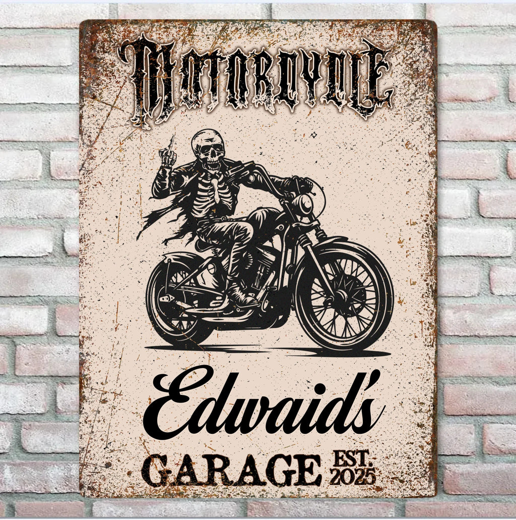 Skull Motorcycle Rider - Personalized Custom Metal Sign 746661 - 747786 - DiyGiftly